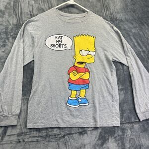 BART SIMPSON EAT MY SHORTS LONG SLEEVE T SHIRT GREY SIZE XL